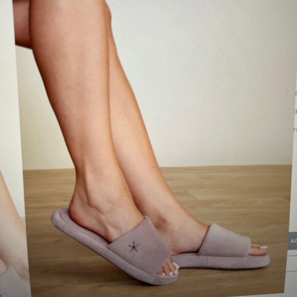 Bareffot Dreams Luxechic Deep Taupe Slides SZ L (9-10) NWT